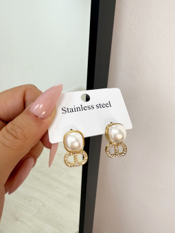 PENDIENTES CD PERLAS ORO